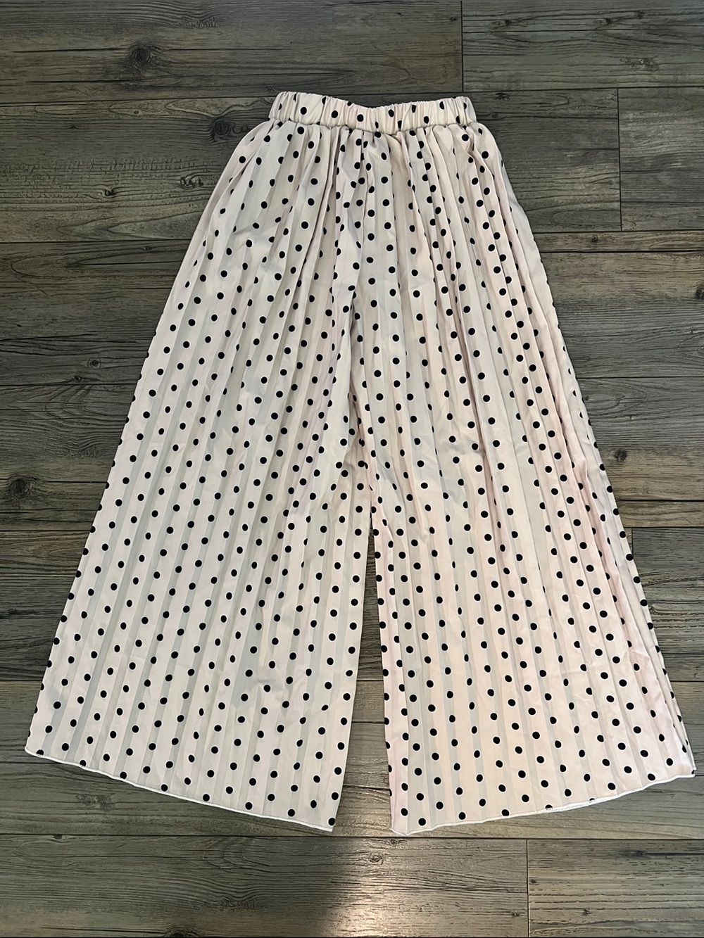 SHEIN Cream Wide-Leg Polka Dot Pants
